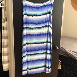 Blue Watercolor Maxi Skirt